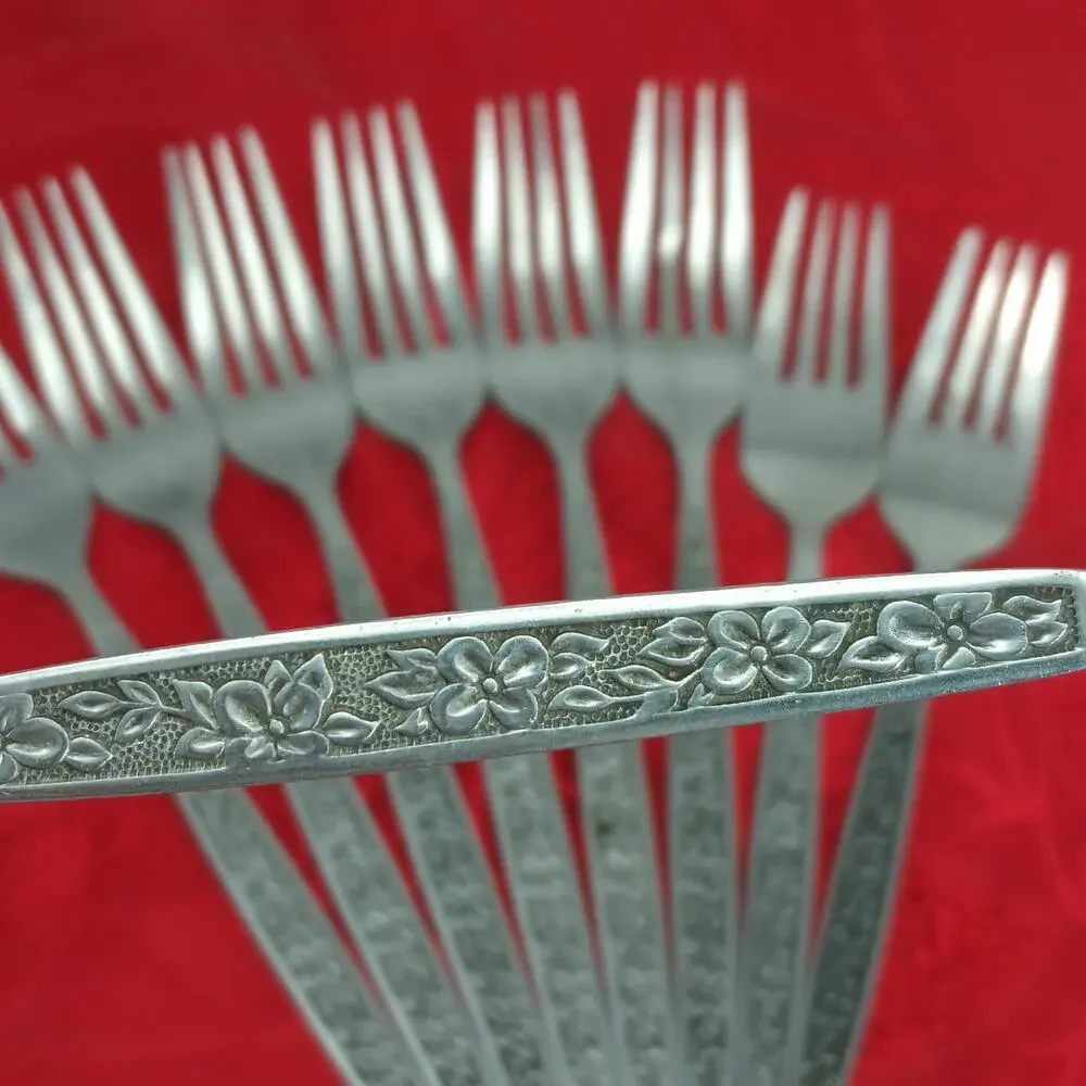 9X Forks La Spana Stanley Roberts Stainless MCM Dinner Salad Flatware